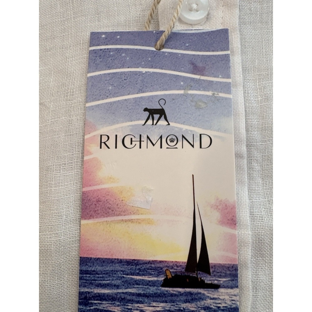 Richmond Linen Shirt L White Long Sleeve Beach Boating Cocktails - Picture 8 of 11